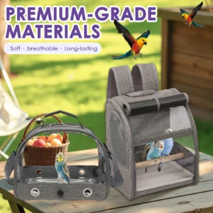 Portable Bird Travel Carrier Breathable Cockatiels Cage with Standing Perch and Tray Multi-functional Outdoor Pet Accessories