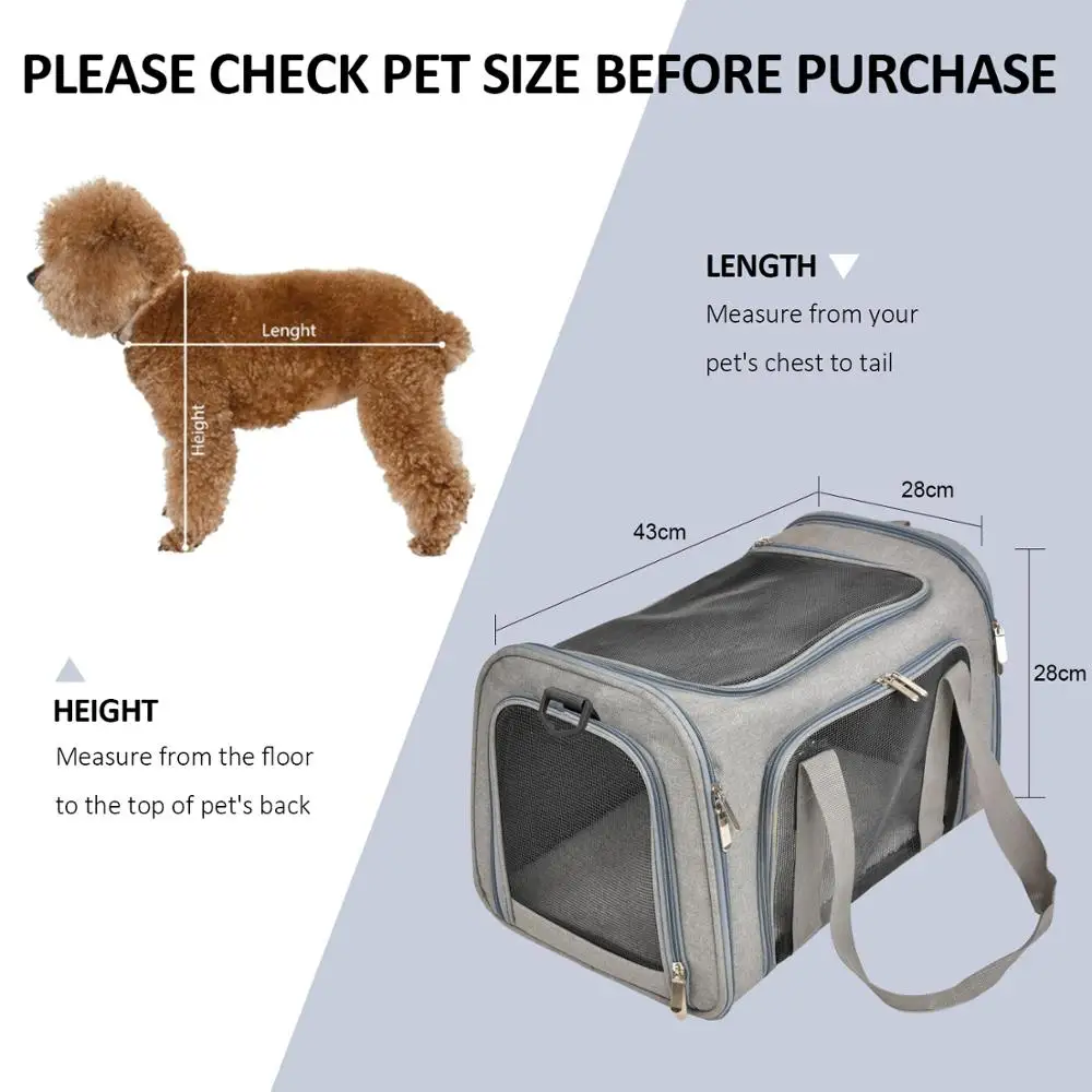 Dog Carrier Bag Soft Side Backpack Cat Pet Carriers Dog Travel Bags Airline Approved Transport For Small Dogs Cats Outgoing - Image 3