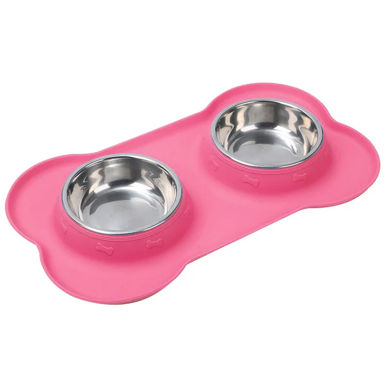 Stainless Steel Pet Dog Feeder Silicone Anti-spill Cats Dog Double Bowl Pet Feeding Drinking Water Bowls Dog Food Dispenser - Image 7