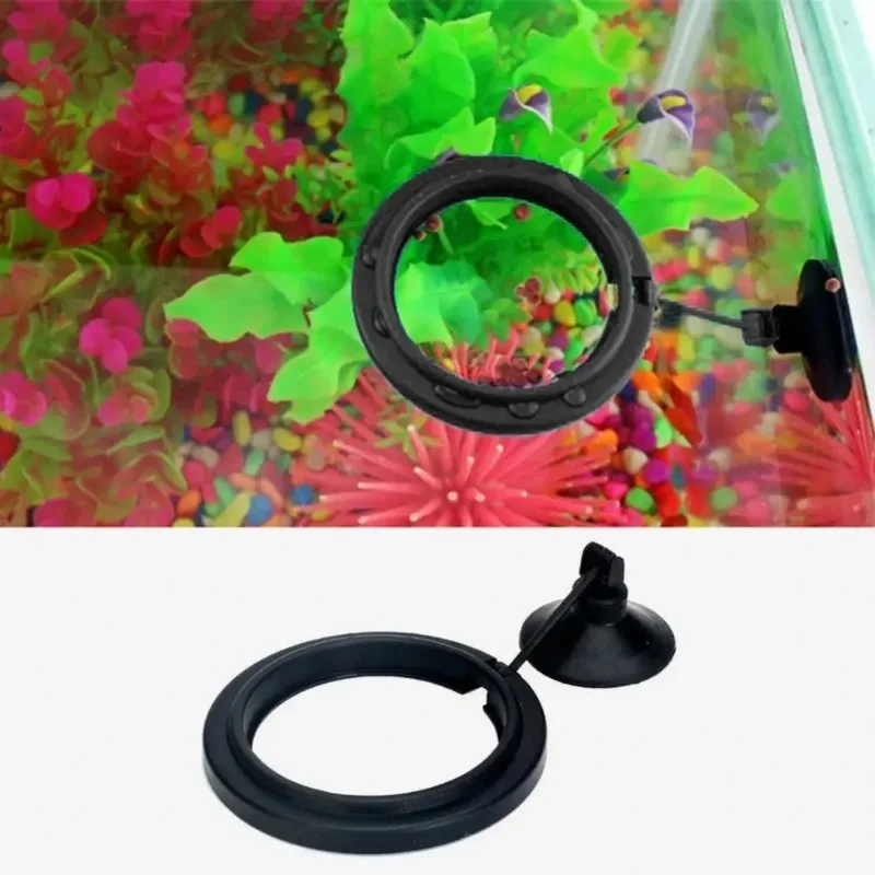 Black Color Aquarium Feeding Ring Fish Tank Floating Food Tray Feeder Square Circle Accessory Fish Food Feeder Suction Cup - Image 6