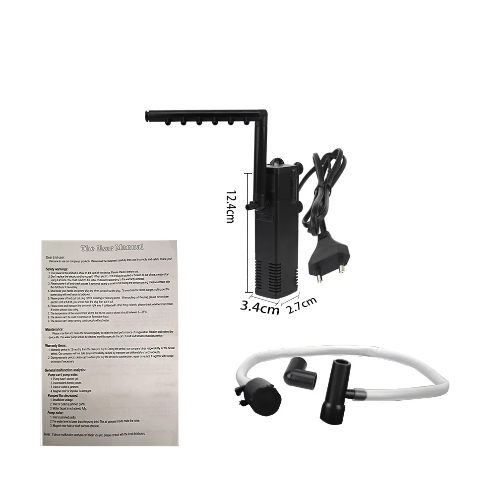 Low Level Water Submersible Water Filter Pump Aquarium Fish Tank Oxygen Increasing Pump Turtle Tank Filter EU Plug - Image 7