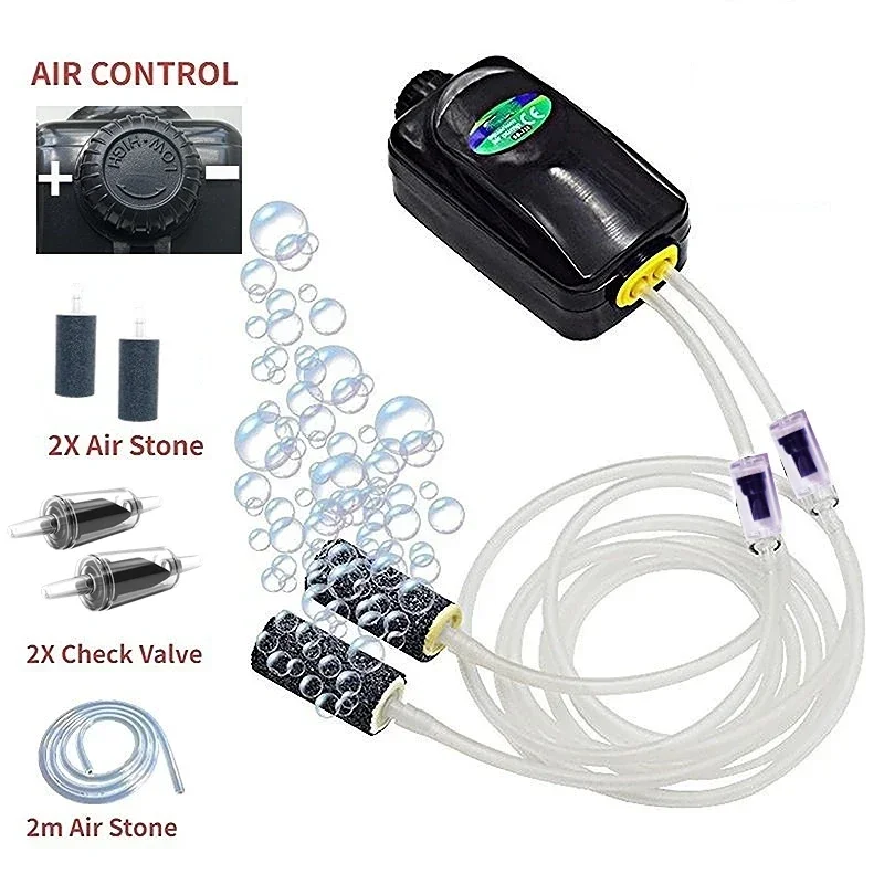 Aquarium Air Pump Fish Tank Mini Compressor Single Double Outlet with Check Valve Tube Aquatic Accessories 220V 3W 5W - Image 7