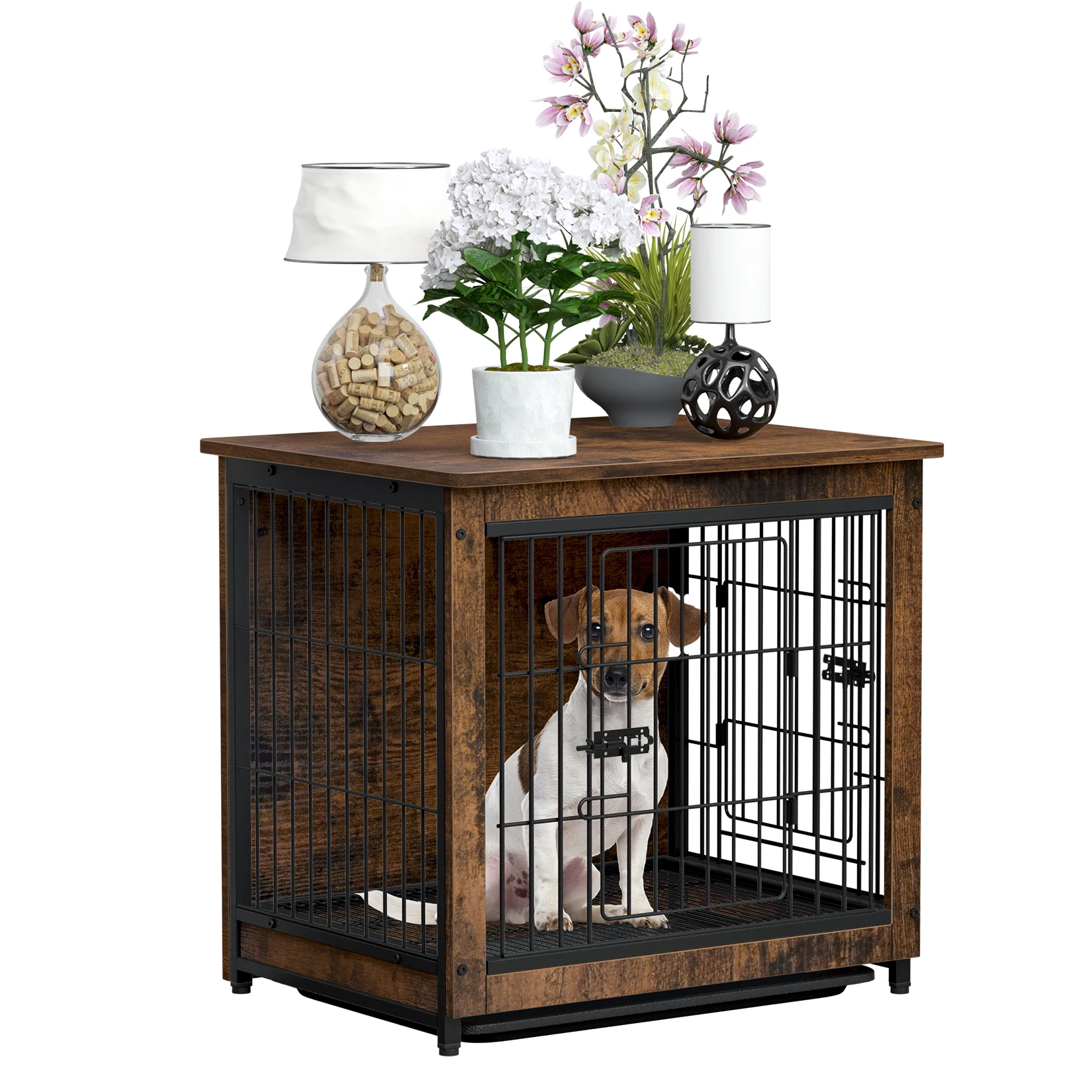 Spacious Dog Cage Furniture End Table Pet Kennel Crate Indoor Wooden Furniture Brown Medium and Large Animal Cage - Image 7