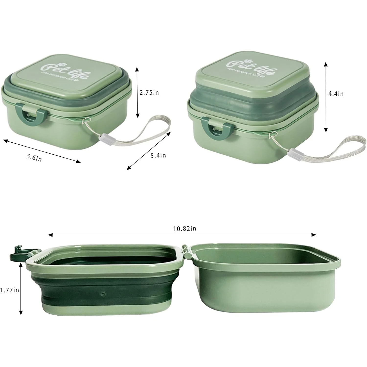 Collapsible Dog Water Bowl, Portable Dog Bowl for Traveling, 2-in-1 Pet Food and Water Feeder - Travel Dog Bowls with Lid for Wa - Image 2