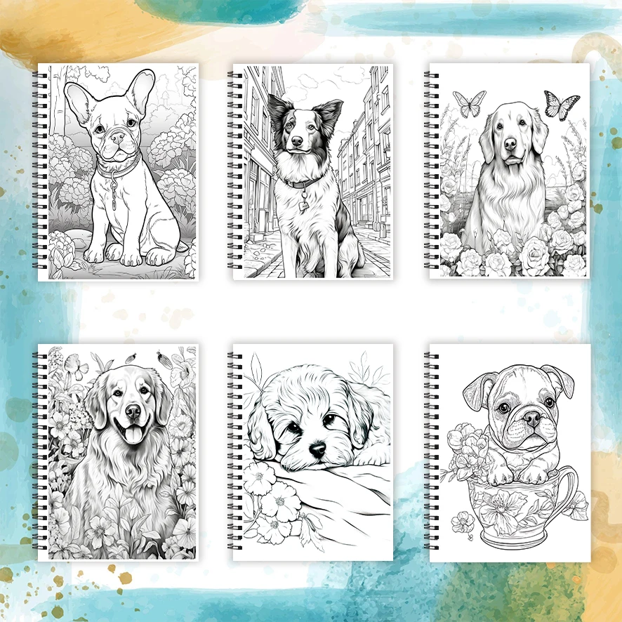 Adult Coloring Book - 8.3x 11.2 Inch 32 Pages Cute Dog Coloring Book - Helps Reduce Stress and Ease Emotions - Image 5