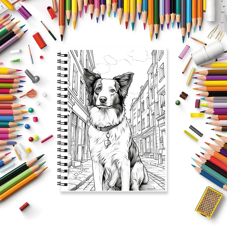 Adult Coloring Book - 8.3x 11.2 Inch 32 Pages Cute Dog Coloring Book - Helps Reduce Stress and Ease Emotions - Image 3