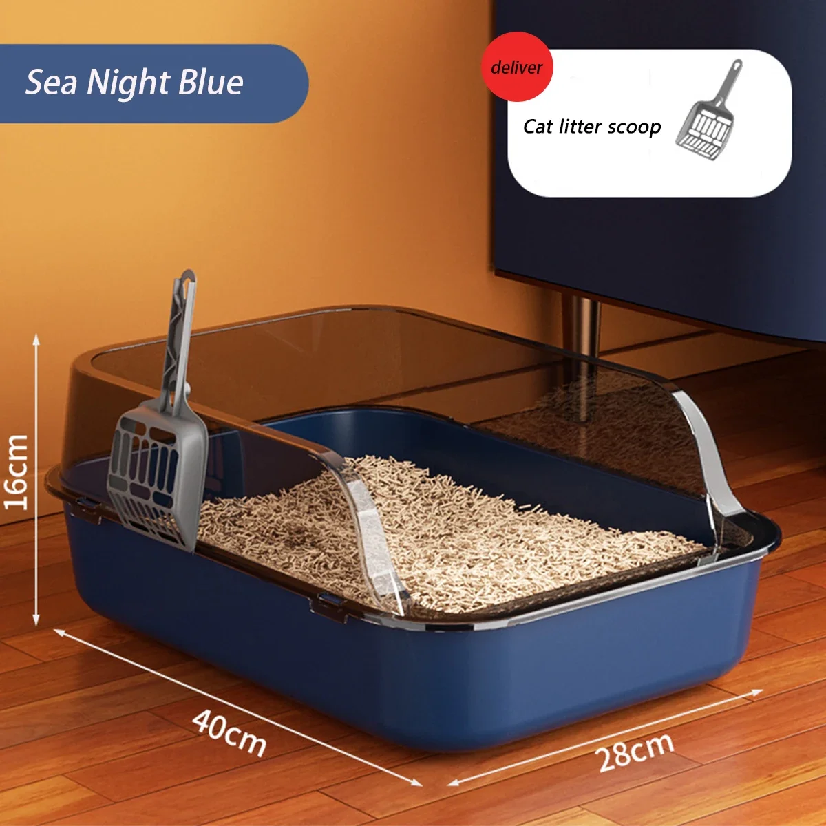 Cat Litter Box Thickening Kitty Sandbox Semi-enclosed High Side Splashproof Pet Bedpans with Litter Scoop Cleaning Cat Supplies - Image 9