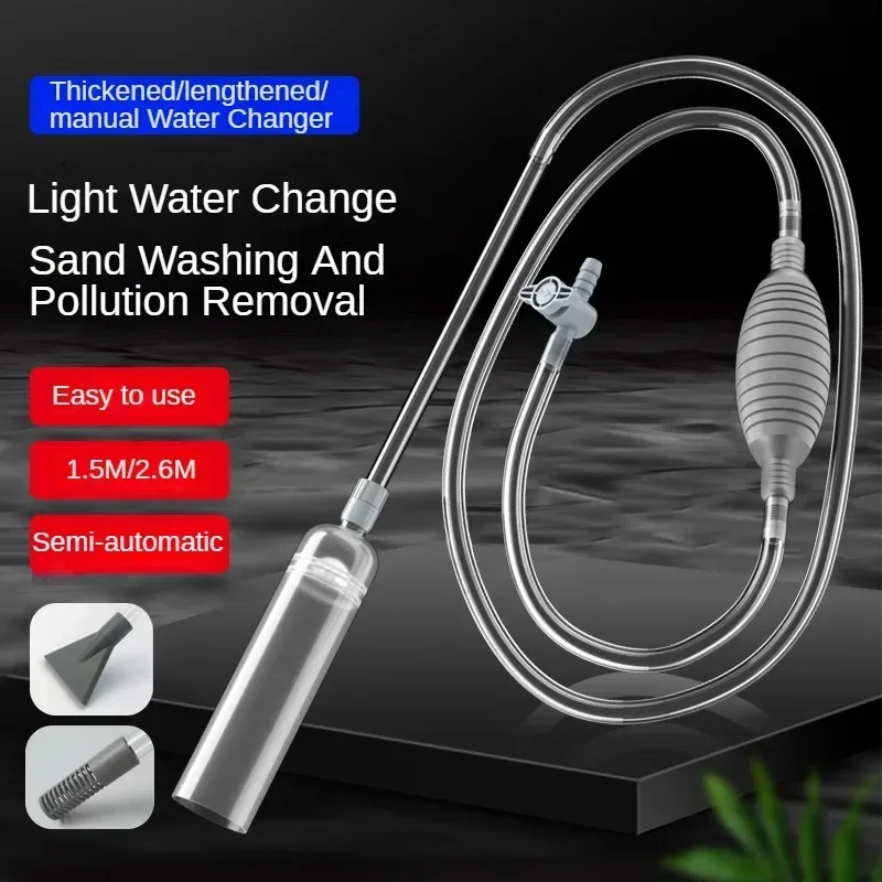 Siphon Pump with Filter Nozzle Fish Tank Water Changer Air Pump Cleaning Accessorie Handheld Aquarium Gravel Cleaner Vacuum Tool - Image 2