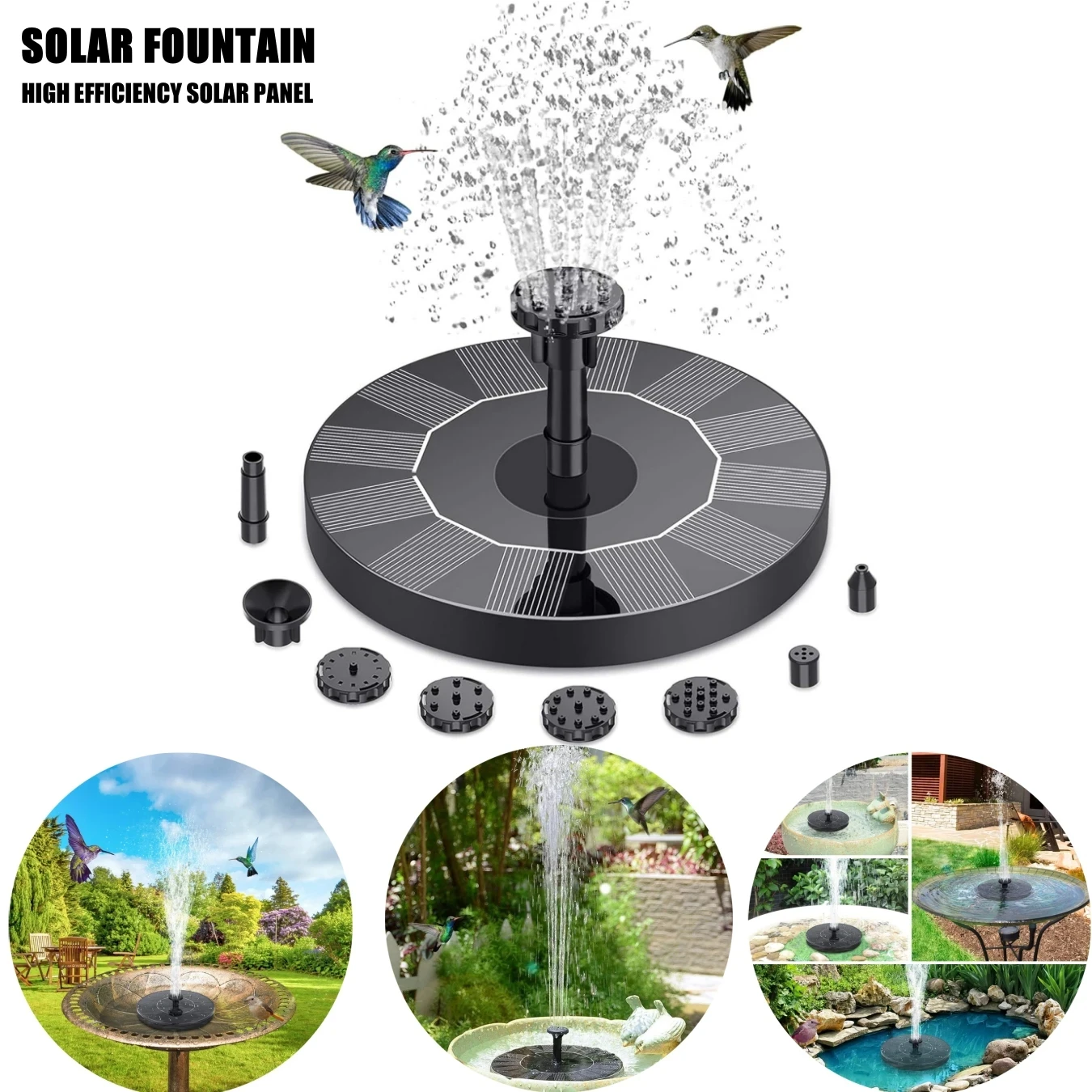 Solar Water Fountain - Mini Solar-Powered, Pool/Pond Waterfall Fountain, Outdoor Garden Decoration & Bird Bath Supplies - Image 6