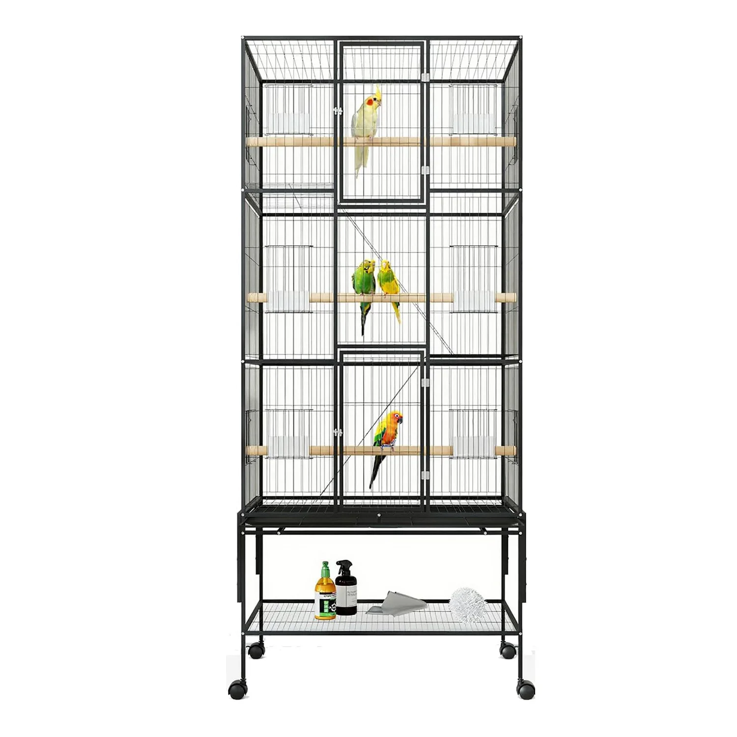 69 Inch Large Bird Cage Bird Cage with Rolling Storage Stands Feed Bowls Wide Tall Parrot Cage For Parakeets Conures Cockatiel - Image 7