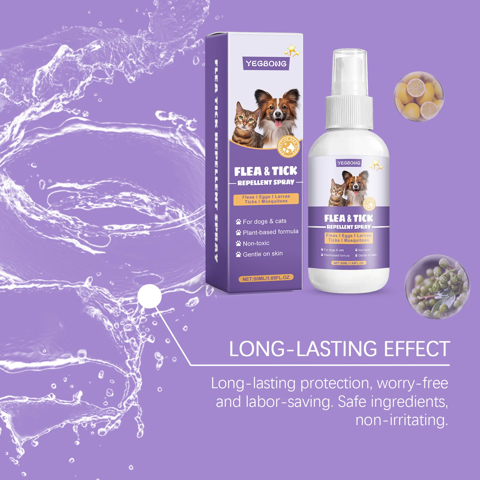 YEGBONG 50ml Flea Tick Prevention Spray for Dogs and Cats Fast Acting Waterproof Outdoor Protection with Natural Essential Oils - Image 5