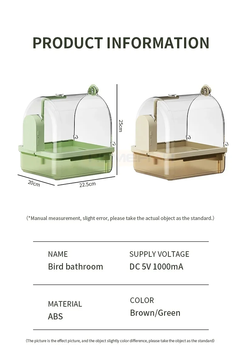 Clear Hanging Bird Bath Automatic Water Circulation Bath Shower For Bird Easy to clean Space Saving Design Bird Cage Accessory - Image 5