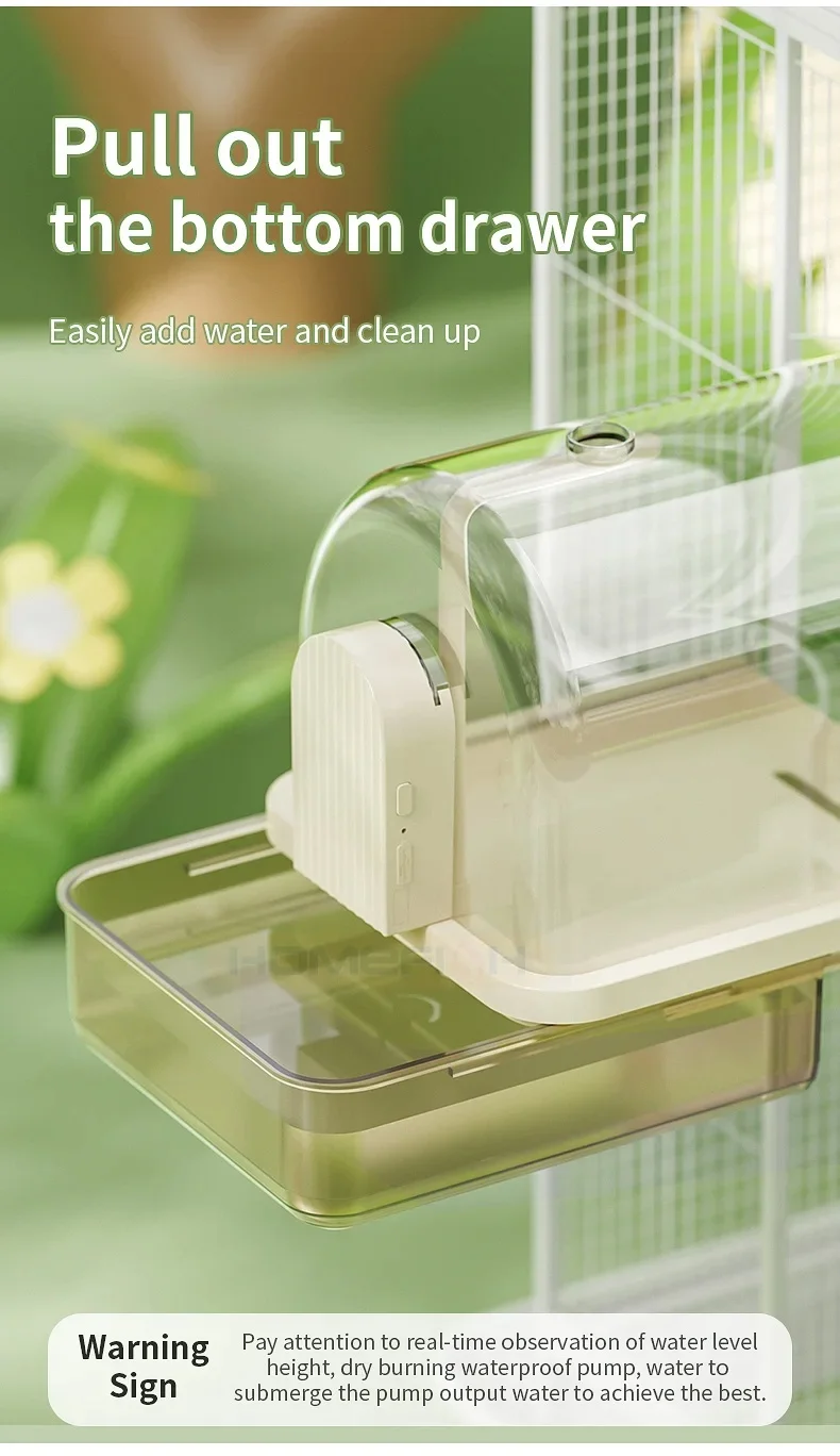 Clear Hanging Bird Bath Automatic Water Circulation Bath Shower For Bird Easy to clean Space Saving Design Bird Cage Accessory - Image 2