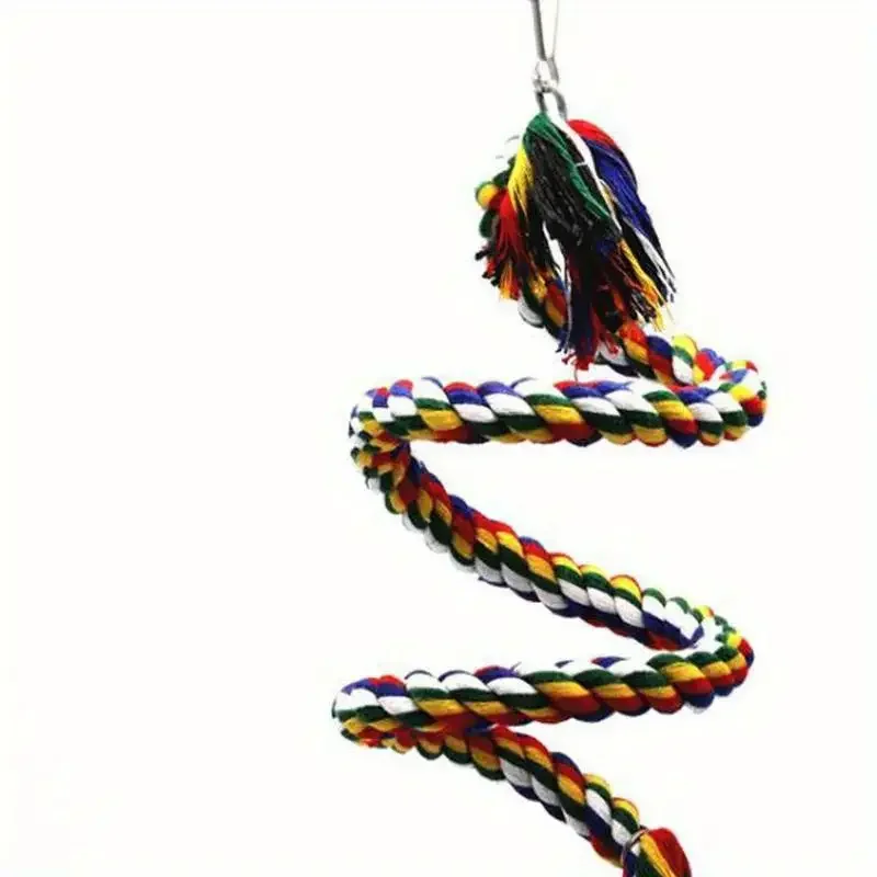 1pc Parrot Bird Toy Hanging Braided Rope Pet Stand Training Accessories,Bird Cage Accessories Swing Toy - Image 5