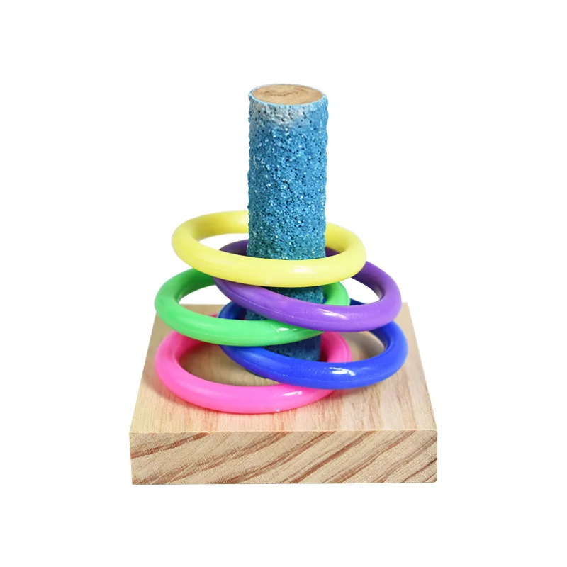 Bird Training Toys Set Wooden Block Puzzle Toys For Parrots Colorful Plastic Rings Intelligence Training Chew Toy Bird Supplies - Image 4