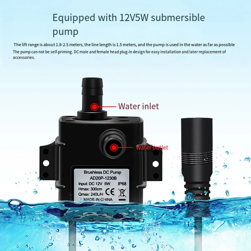 Solar Water Pump 12V Circulating Fish Pond Filtration Oxygen Submersible Pumps For Outdoor Fish Tank Water Reservoir - Image 5