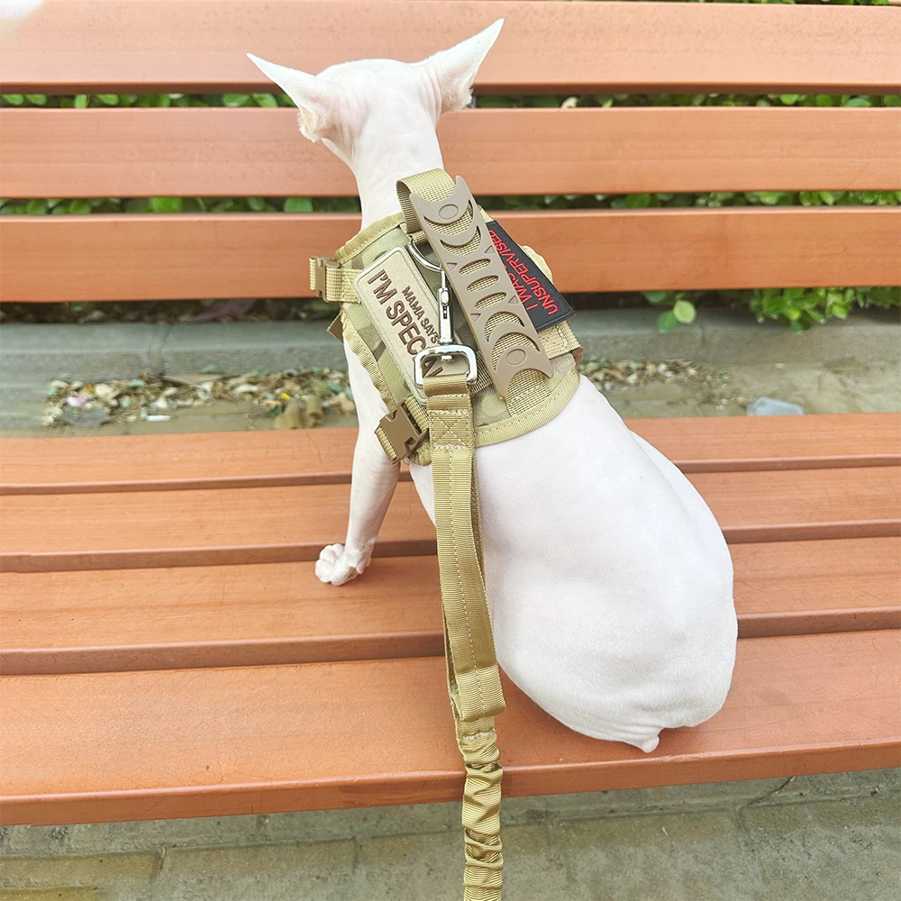 Tactical cat Leash Adjustable Quick Release Elastic Leads Rope With 2 Control Handle Military Heavy Duty Dog Leashes For Dogs - Image 3