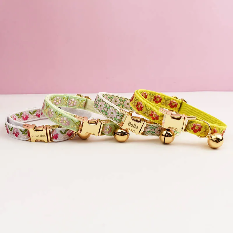 Cute Cat Collar Personalized Cat Collar leash set with Bell Engraving ID Tag Nameplate Kitten Collars Necklace - Image 2