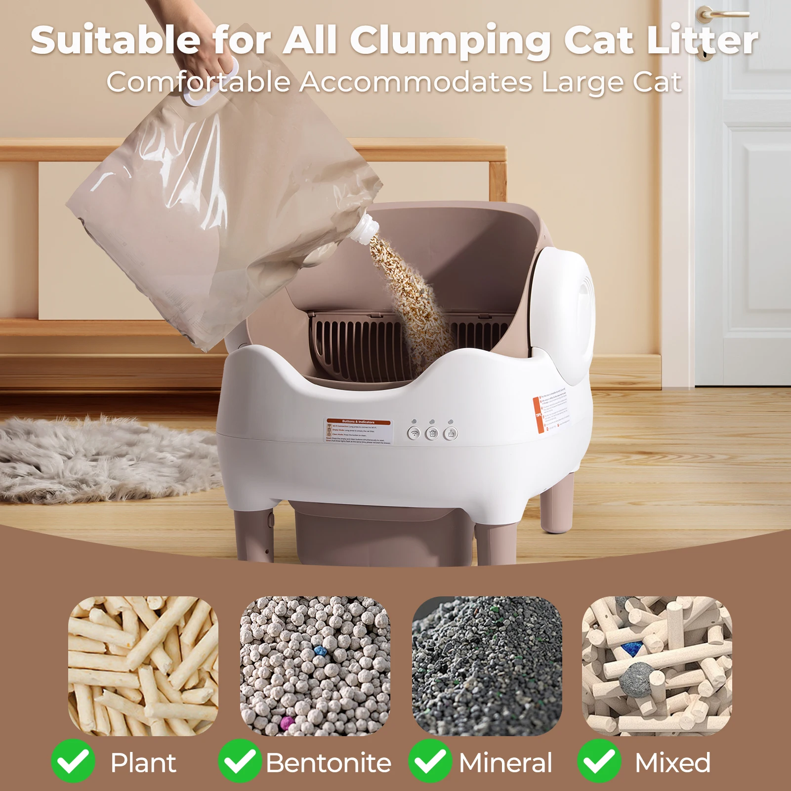 Self Cleaning Litter Box, Automatic Cat Litter Box with APP Control, Odor-Free Large Waste Bin, Open-Top for Multi Cats - Image 4
