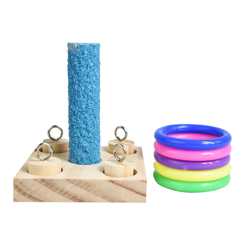 Bird Training Toys Set Wooden Block Puzzle Toys For Parrots Colorful Plastic Rings Intelligence Training Chew Toy Bird Supplies - Image 7
