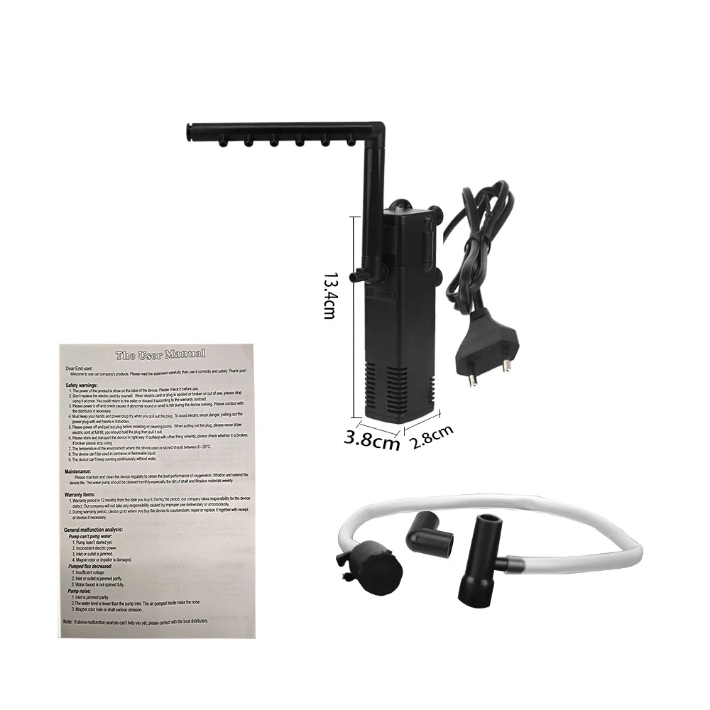 Low Level Water Submersible Water Filter Pump Aquarium Fish Tank Oxygen Increasing Pump Turtle Tank Filter EU Plug - Image 9