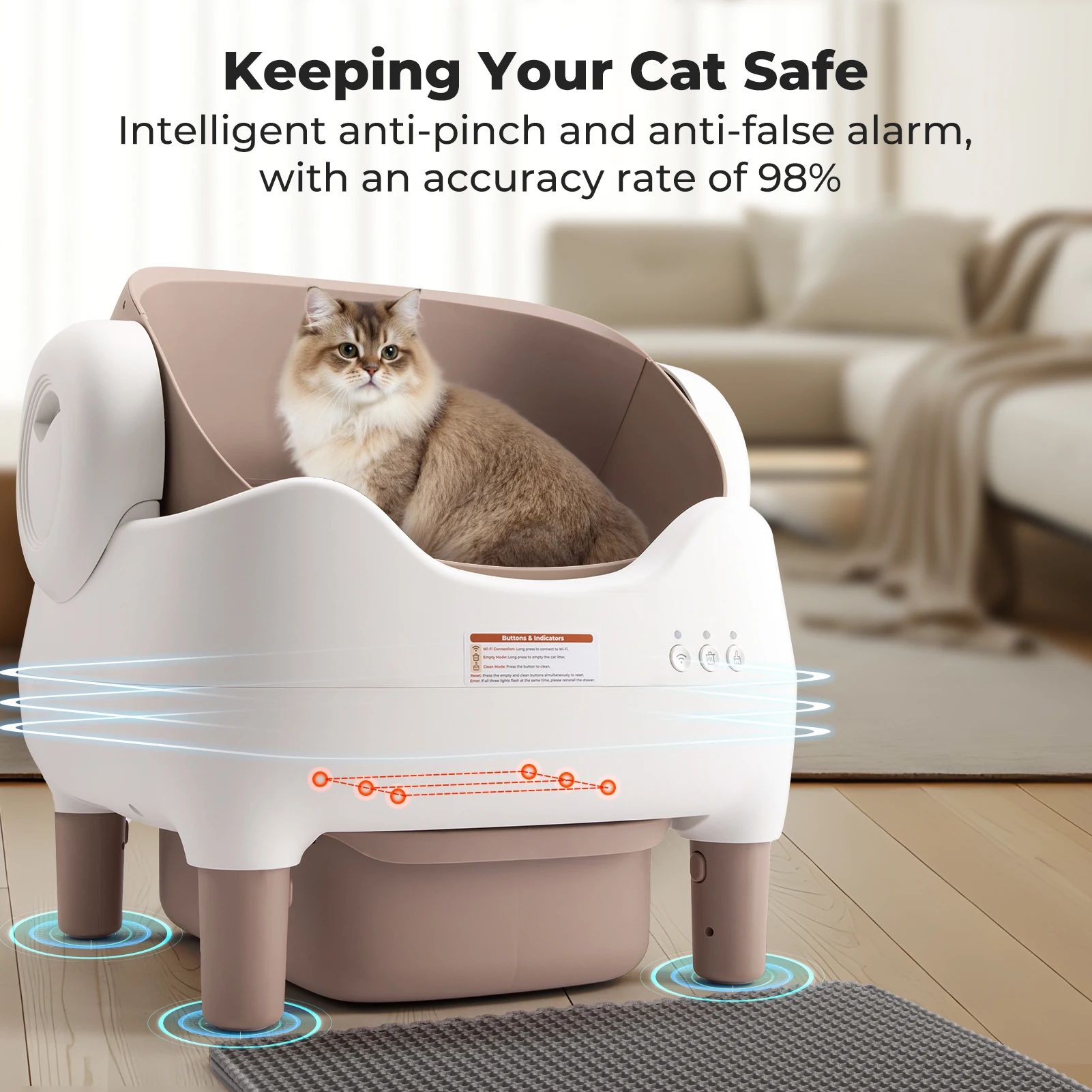 Self Cleaning Litter Box, Automatic Cat Litter Box with APP Control, Odor-Free Large Waste Bin, Open-Top for Multi Cats - Image 3