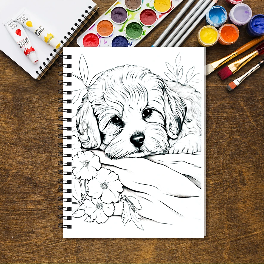 Adult Coloring Book - 8.3x 11.2 Inch 32 Pages Cute Dog Coloring Book - Helps Reduce Stress and Ease Emotions - Image 4