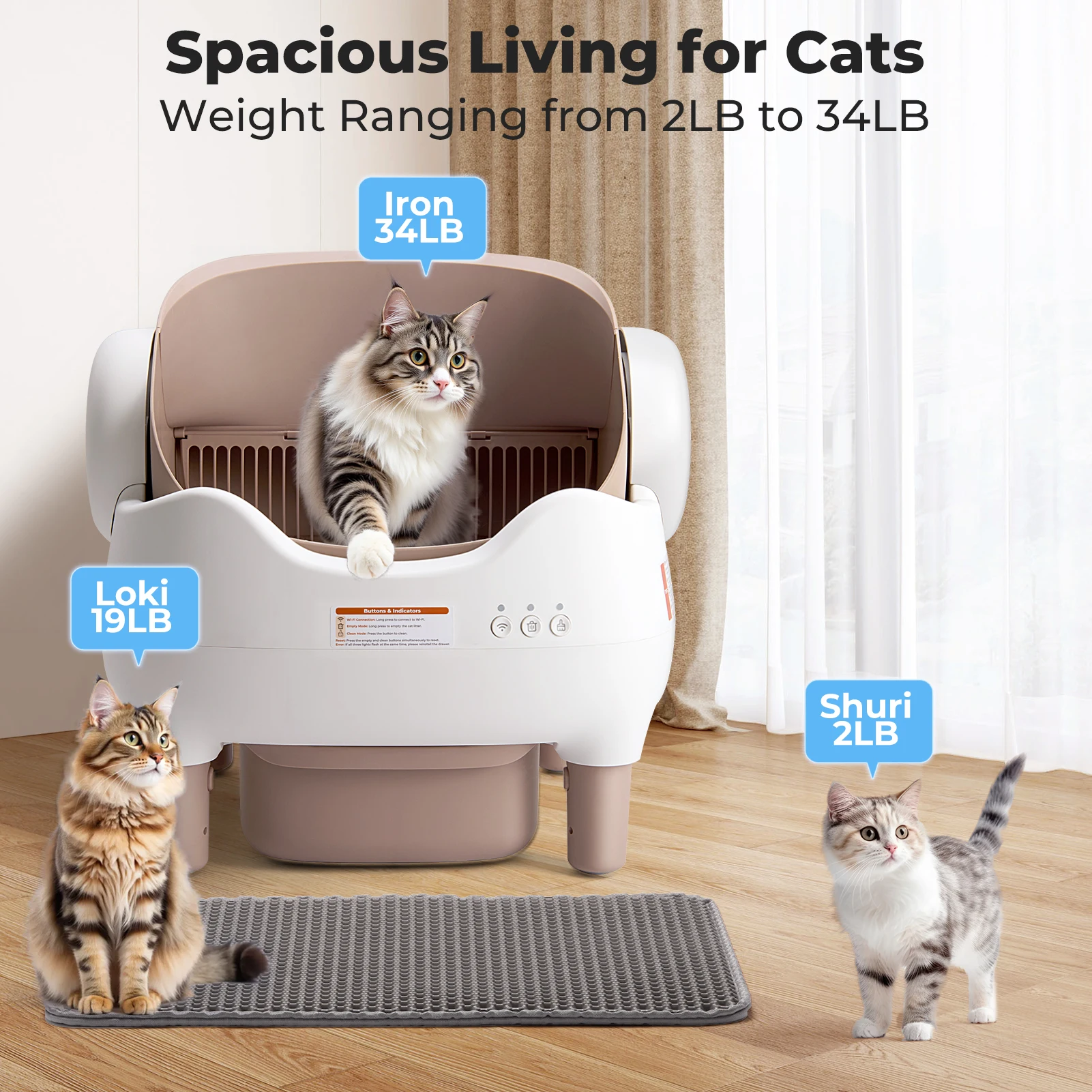 Self Cleaning Litter Box, Automatic Cat Litter Box with APP Control, Odor-Free Large Waste Bin, Open-Top for Multi Cats - Image 2