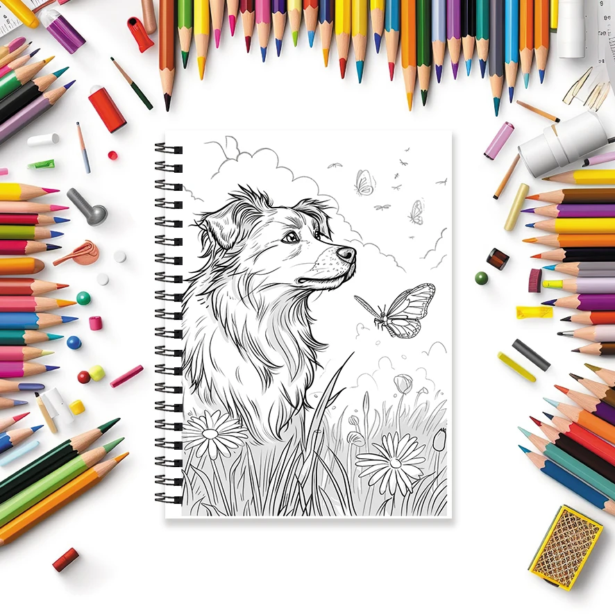 Lively Dogs Adult Coloring Book - 8.3x 11.2 Inch 32 Page Coloring Book - Helps Reduce Stress and Ease Emotions - Image 3