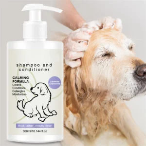 4-in-1 Calming Dog Shampoo Cleanses Conditions Smoothes Moisturizes with Lavender Chamomile Pet Friendly Cleanning Product