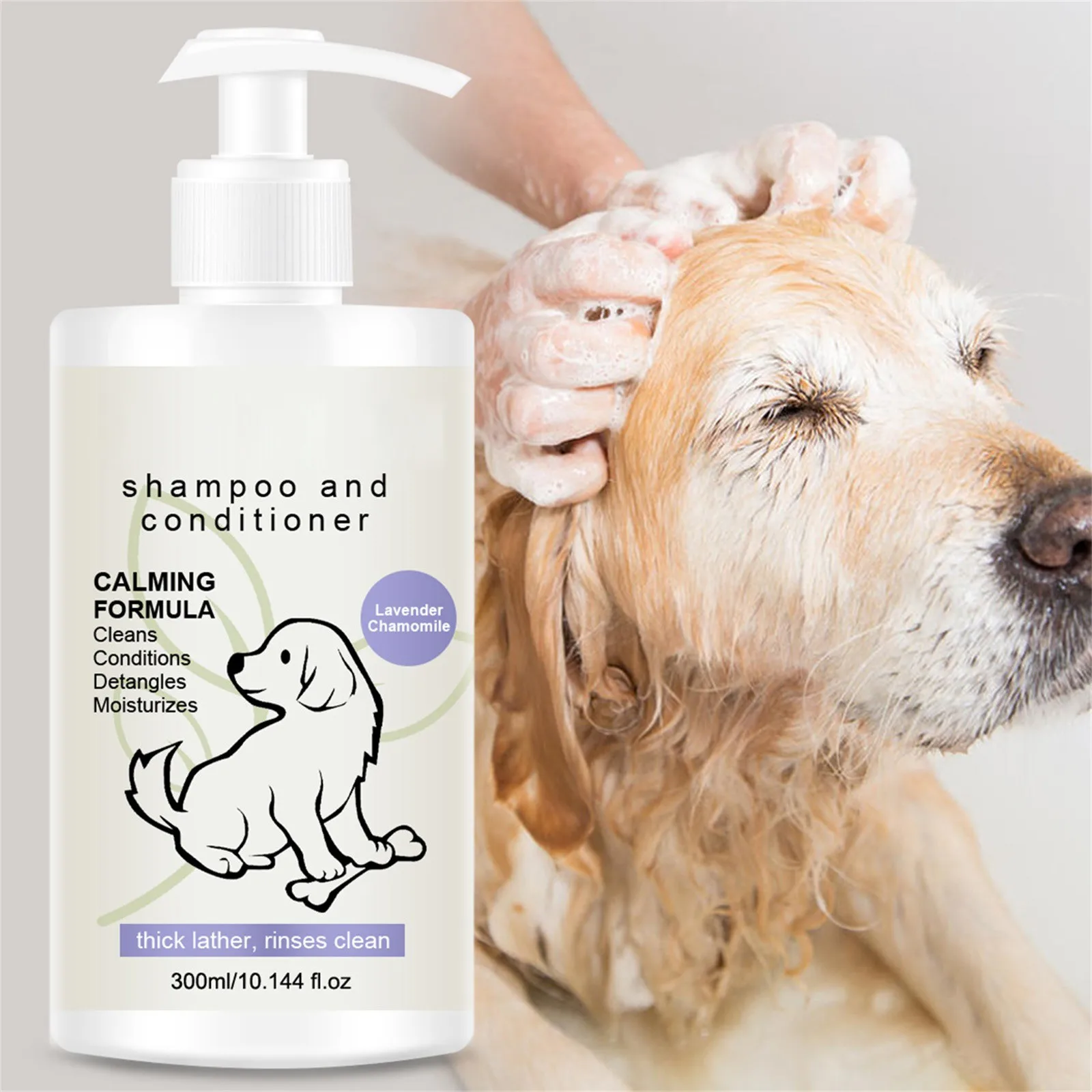 4-in-1 Calming Dog Shampoo Cleanses Conditions Smoothes Moisturizes with Lavender Chamomile Pet Friendly Cleanning Product