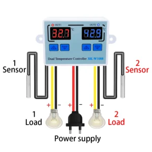 W1088 Dual LED Digital Temperature Sensor Meter Controller Electric Heating Thermostat 220V Aquarium Incubator Thermoregulator