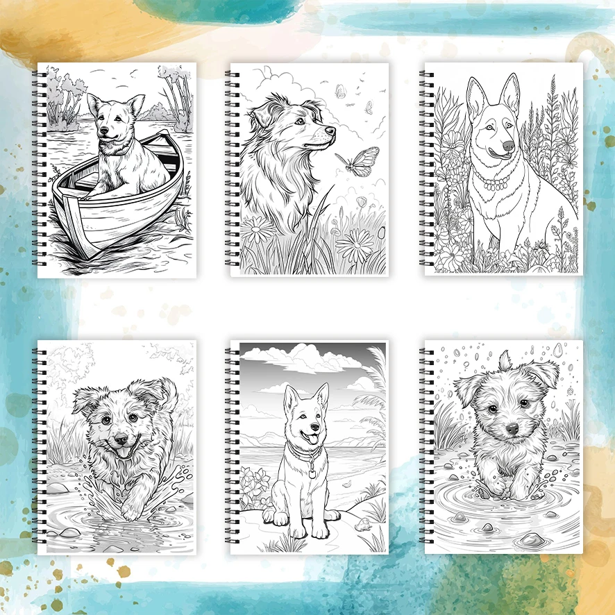 Lively Dogs Adult Coloring Book - 8.3x 11.2 Inch 32 Page Coloring Book - Helps Reduce Stress and Ease Emotions - Image 5