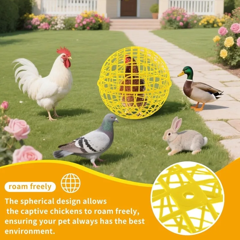 30cm Yellow Cage Movable Plastic Rolling Ball, Suitable for Birds Outdoor Farms Portable Round Safety, and Can Prevent Dog Bites - Image 4