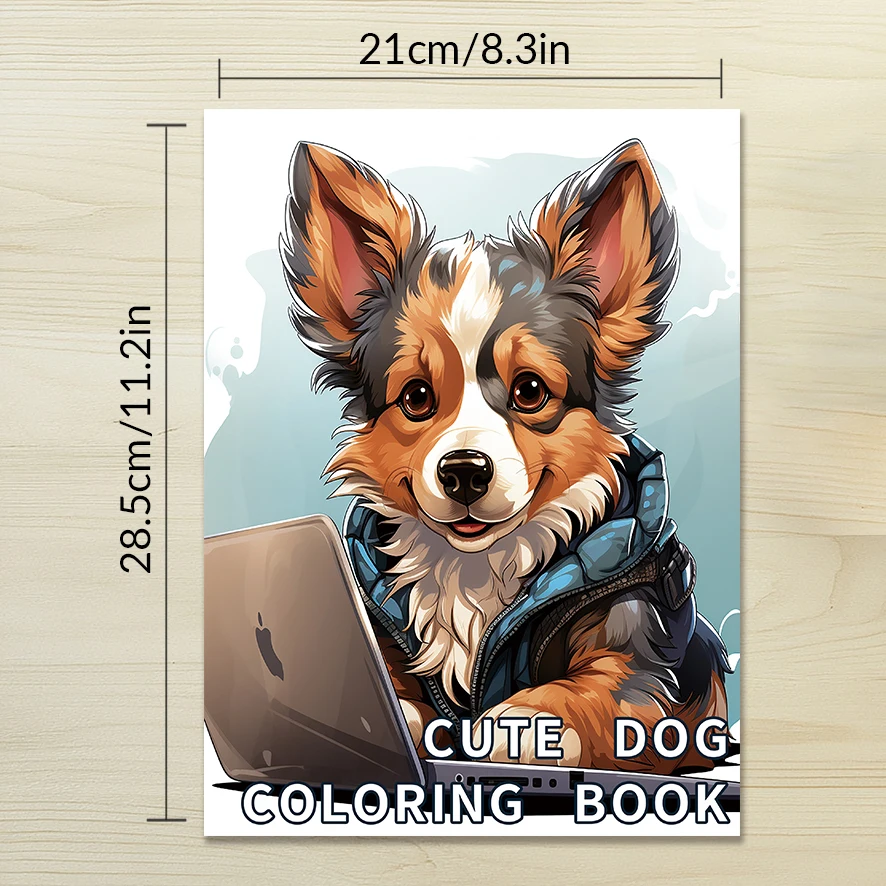 Adult Coloring Book - 8.3x 11.2 Inch 32 Pages Cute Dog Coloring Book - Helps Reduce Stress and Ease Emotions - Image 2