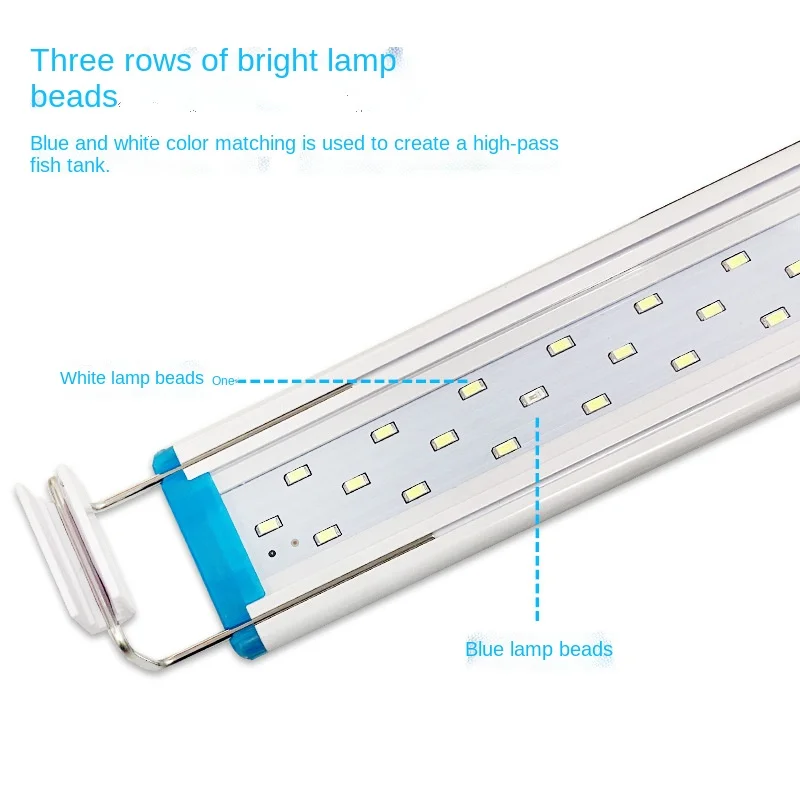 Aquarium LED Light Super Slim Fish Tank Aquatic Plant Grow Lighting Waterproof Bright Clip Lamp Blue LED 18-75cm for Plants 220v - Image 4