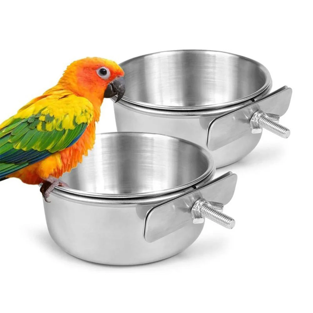 Stainless Steel Bird Bowls Safe Cage Hanging Feeder Bowl Parrot Rabbit Hamster Food Water Feeding Bowl Pet Cage Accessories - Image 5