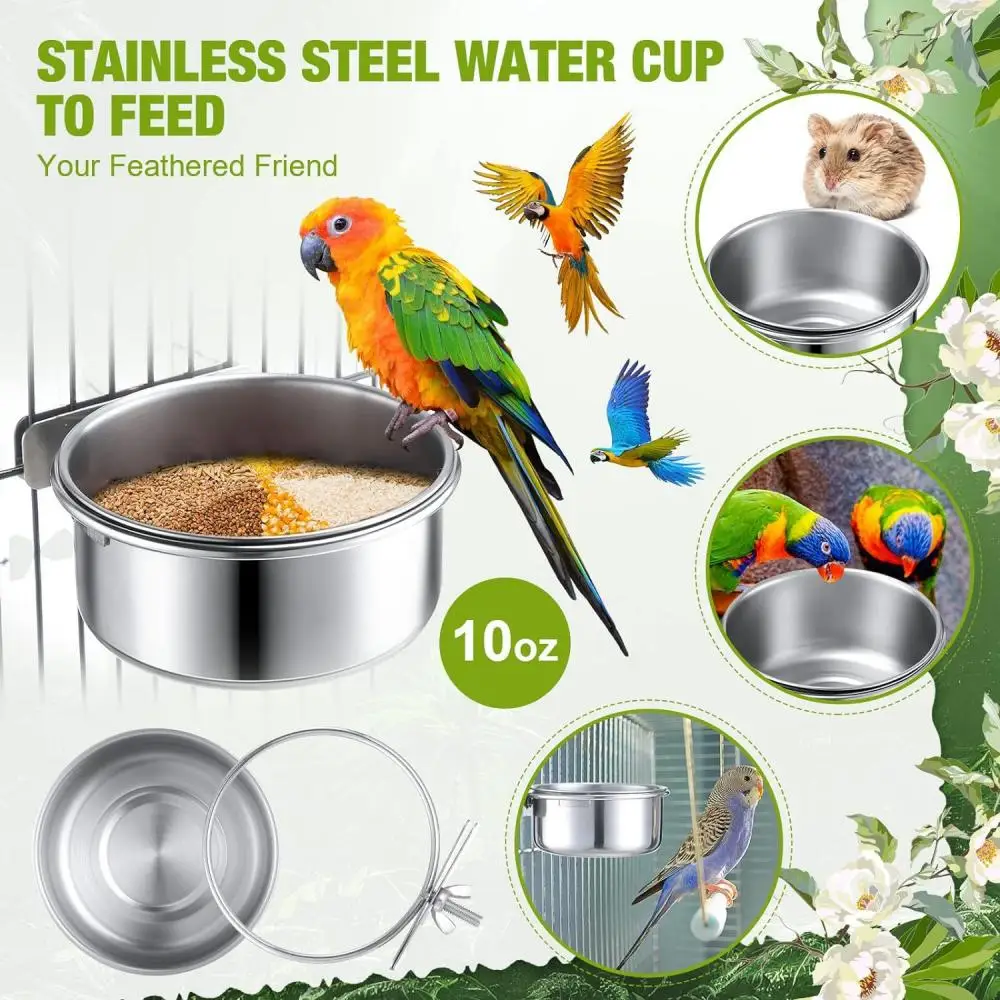 Stainless Steel Bird Bowls Safe Cage Hanging Feeder Bowl Parrot Rabbit Hamster Food Water Feeding Bowl Pet Cage Accessories - Image 3