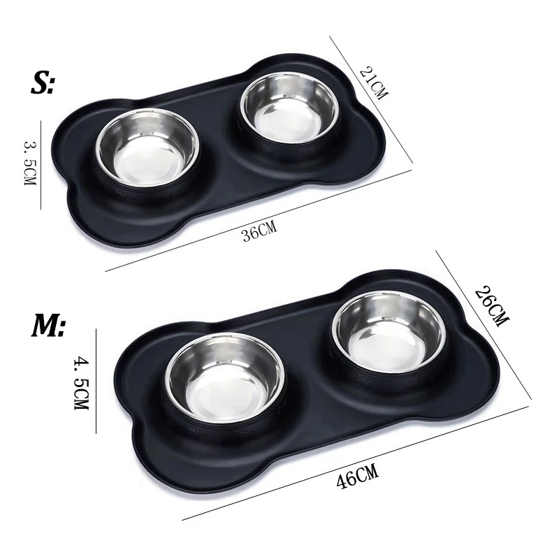 Stainless Steel Pet Dog Feeder Silicone Anti-spill Cats Dog Double Bowl Pet Feeding Drinking Water Bowls Dog Food Dispenser - Image 6