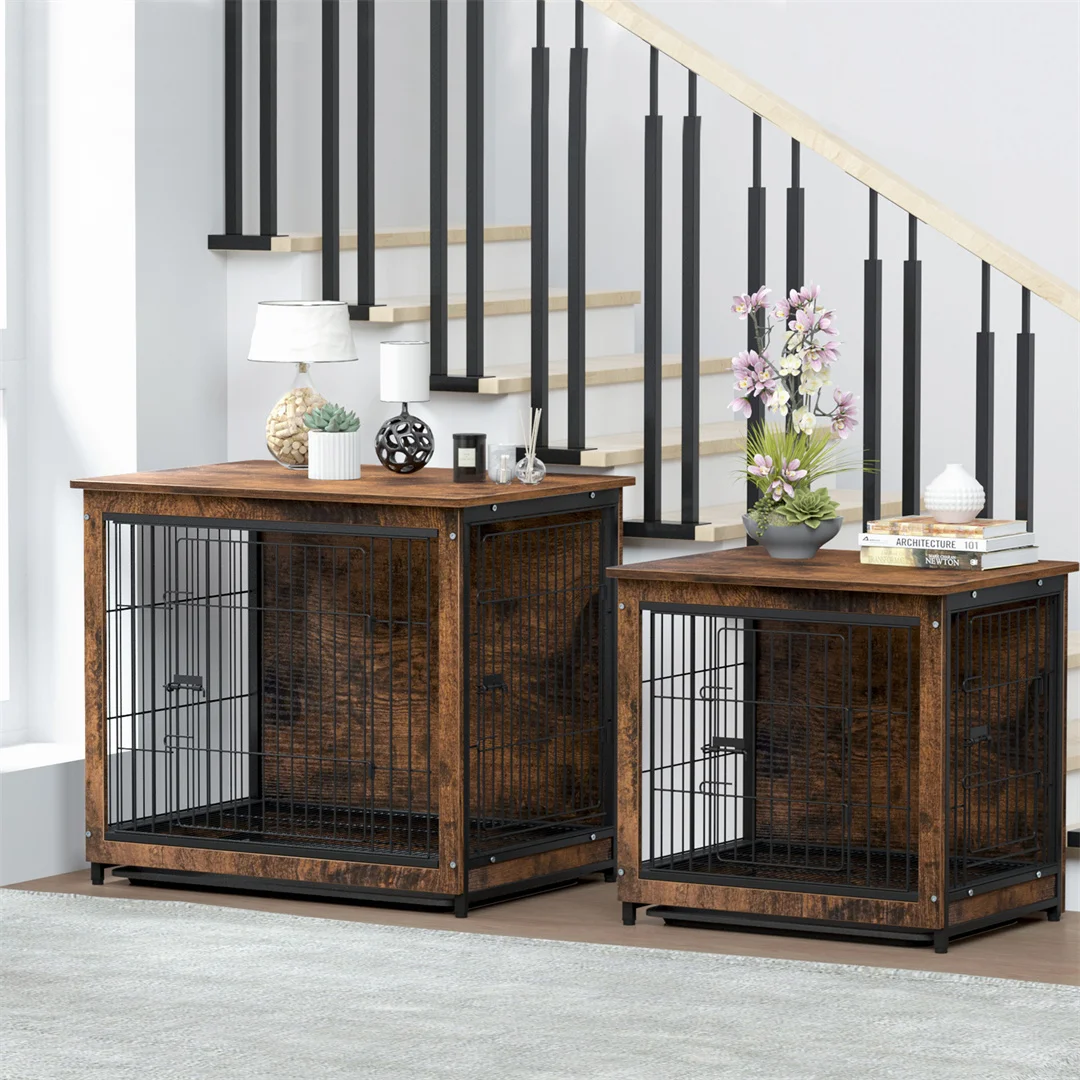 Spacious Dog Cage Furniture End Table Pet Kennel Crate Indoor Wooden Furniture Brown Medium and Large Animal Cage - Image 6