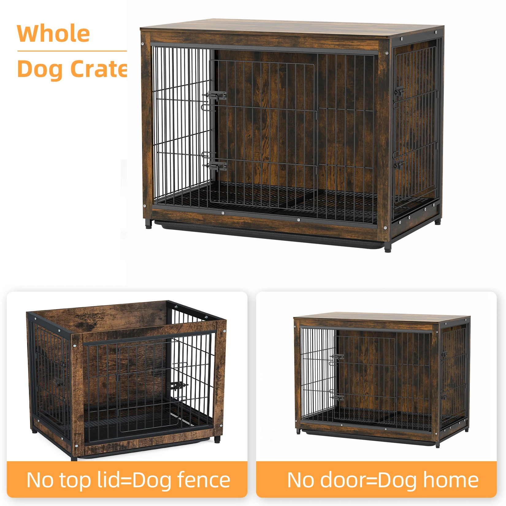 Spacious Dog Cage Furniture End Table Pet Kennel Crate Indoor Wooden Furniture Brown Medium and Large Animal Cage - Image 5