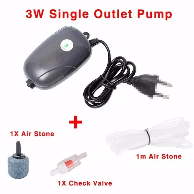 Aquarium Air Pump Fish Tank Mini Compressor Single Double Outlet with Check Valve Tube Aquatic Accessories 220V 3W 5W - Image 9