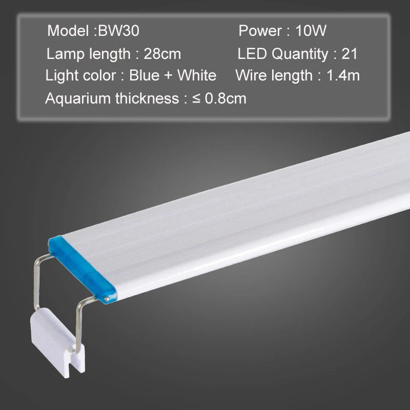 Aquarium LED Light Super Slim Fish Tank Aquatic Plant Grow Lighting Waterproof Bright Clip Lamp Blue LED 18-75cm for Plants 220v - Image 11