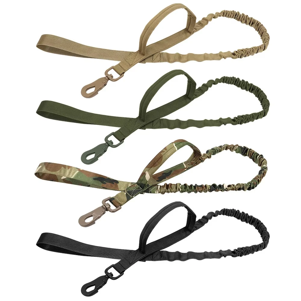 Tactical cat Leash Adjustable Quick Release Elastic Leads Rope With 2 Control Handle Military Heavy Duty Dog Leashes For Dogs