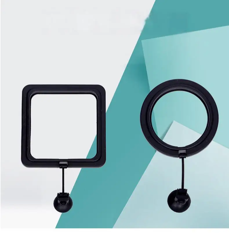 Black Color Aquarium Feeding Ring Fish Tank Floating Food Tray Feeder Square Circle Accessory Fish Food Feeder Suction Cup - Image 2