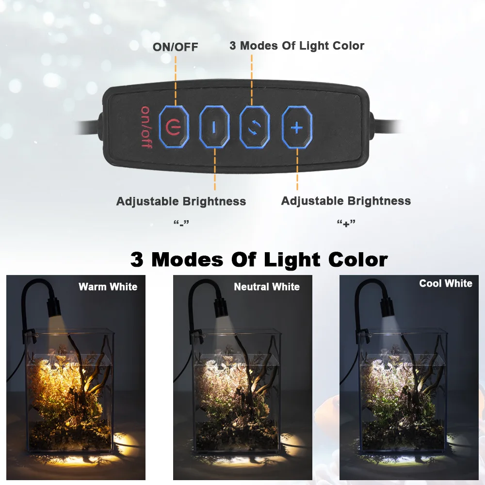 USB Aquarium Light Lighting plants Grow Light Super Slim LED 3W Aquatic Plant Lighting Waterproof Clip-on Lamp For Fish Tank - Image 2