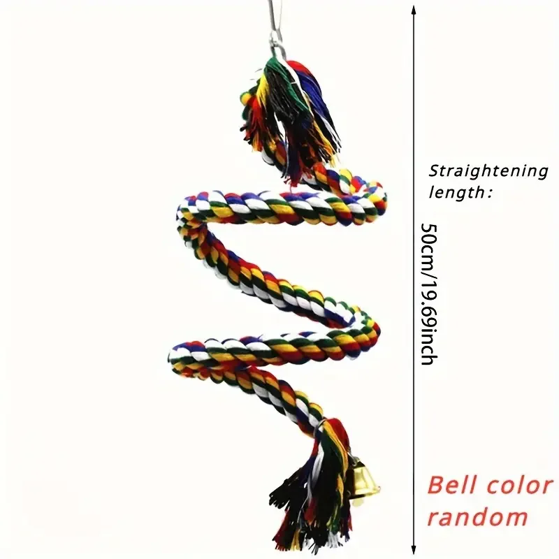 1pc Parrot Bird Toy Hanging Braided Rope Pet Stand Training Accessories,Bird Cage Accessories Swing Toy - Image 2