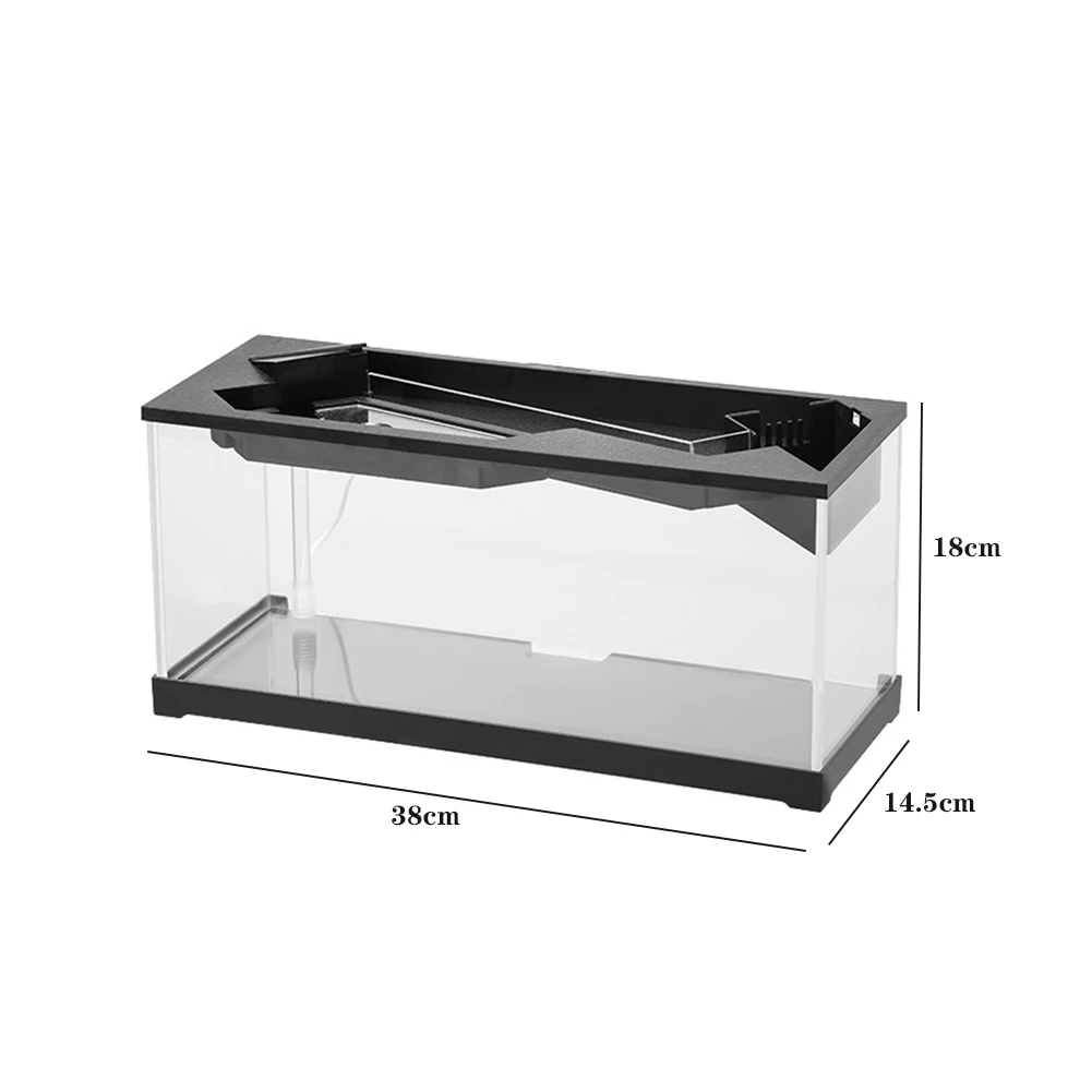 Desktop Fish Tanks High Transparency Acrylic Rectangular for Shrimp Small Fish Guppy Room&Office Desktop Decor with Pump + Light - Image 6