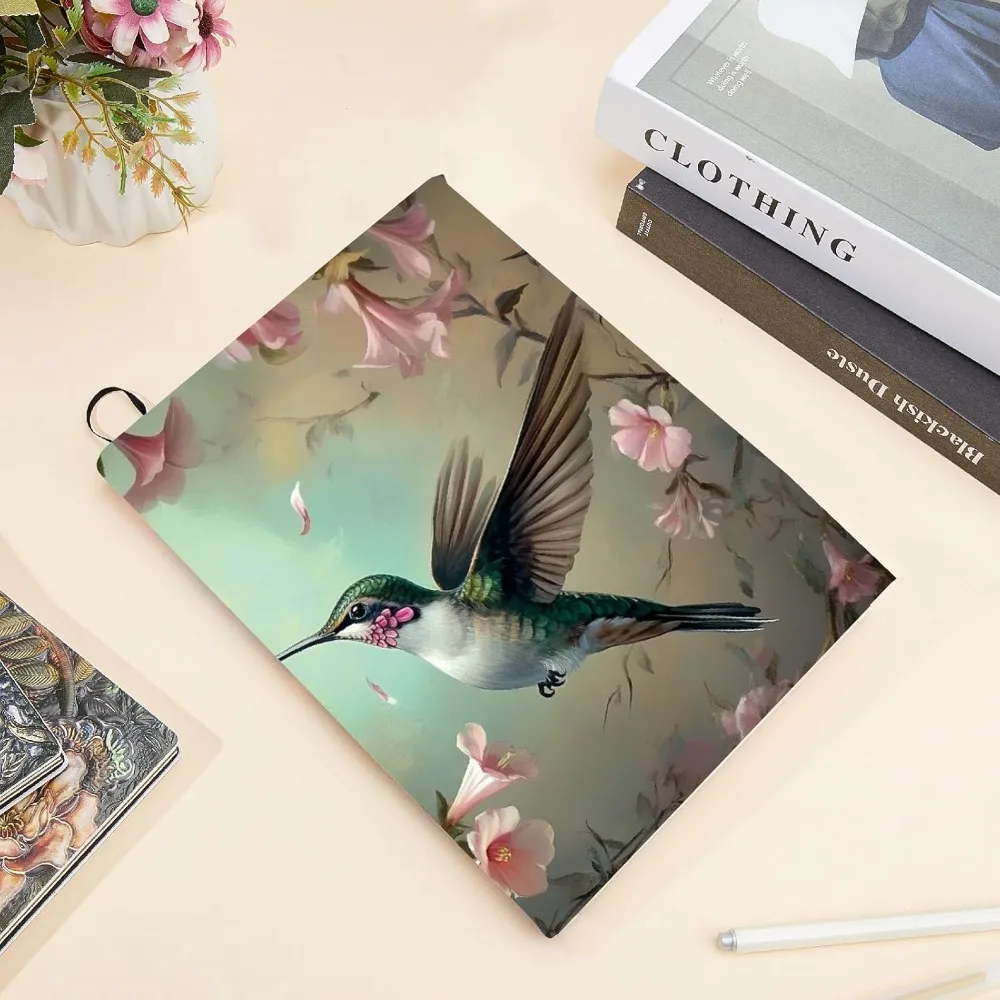 Hummingbird Stretchable Book Cover Flower Washable Reusable Large Nylon Book Protector Elastic Notebook Wraps Suitable - Image 6